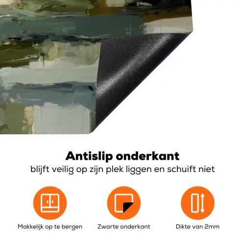 Penseelstreken - Groen - Abstract - Japandi Inductie beschermer vinyl 3mm klein -zzzzzzz-td-onderkant