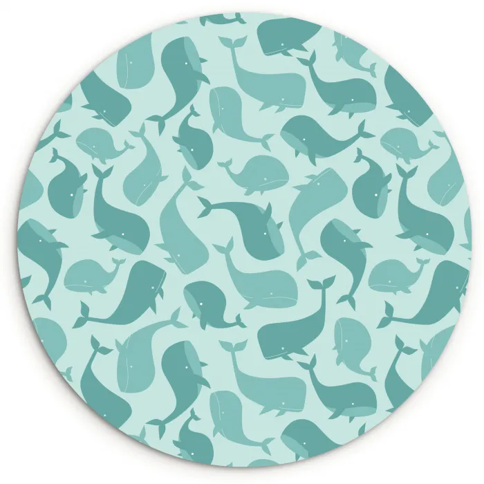 Zee - Dieren - Blauwe vinvis Wandcirkel plexiglas klein 852 -3d