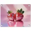Disco - Fruit - Glitter - Strawberry tuinposter los doek klein -3d