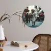Boeket - Bloemen - Kleurrijk - Astronaut Wandcirkel behangsticker klein -sfeer3