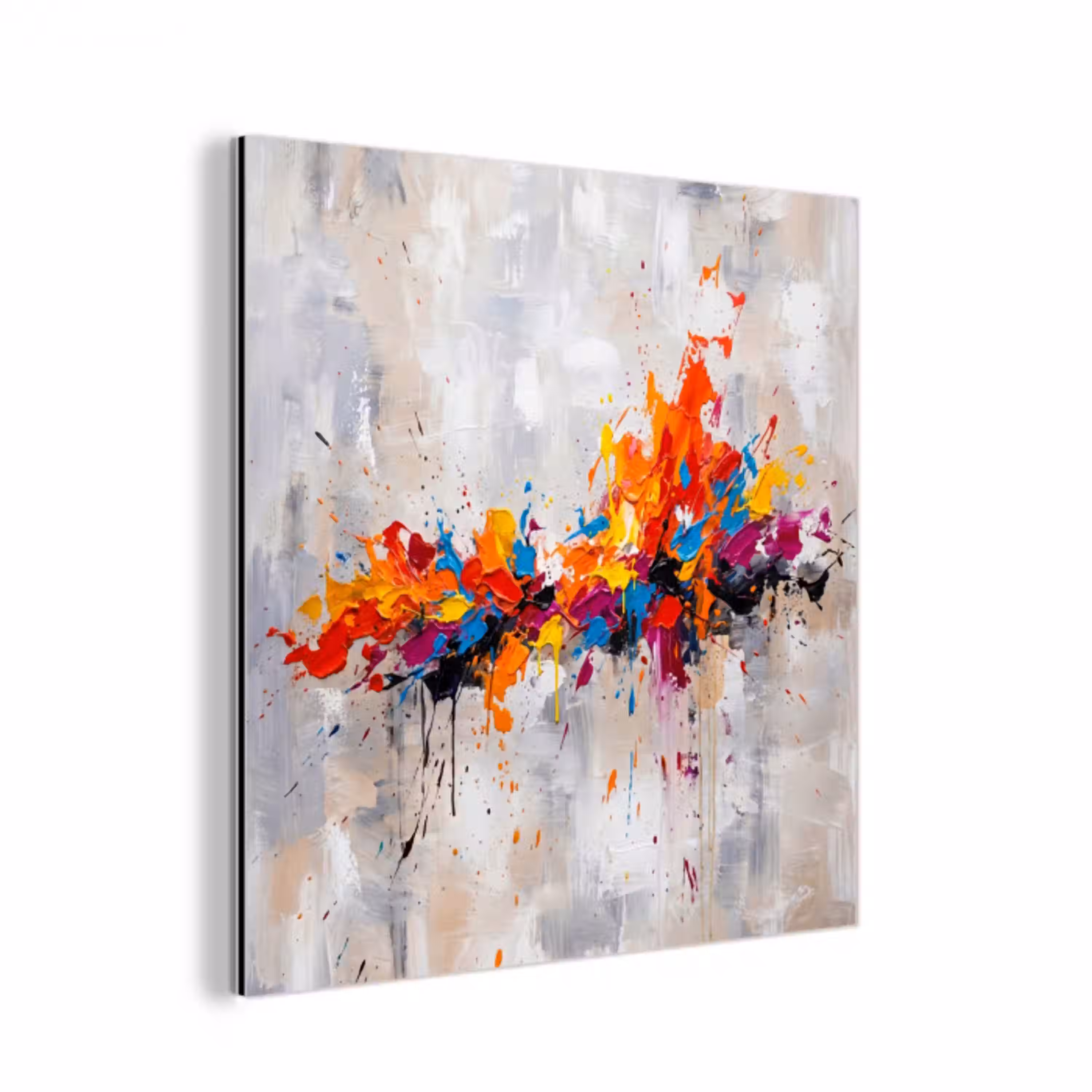 Abstract - Schilderij - Kleurrijk - Dynamisch aluminium wit klein -3d