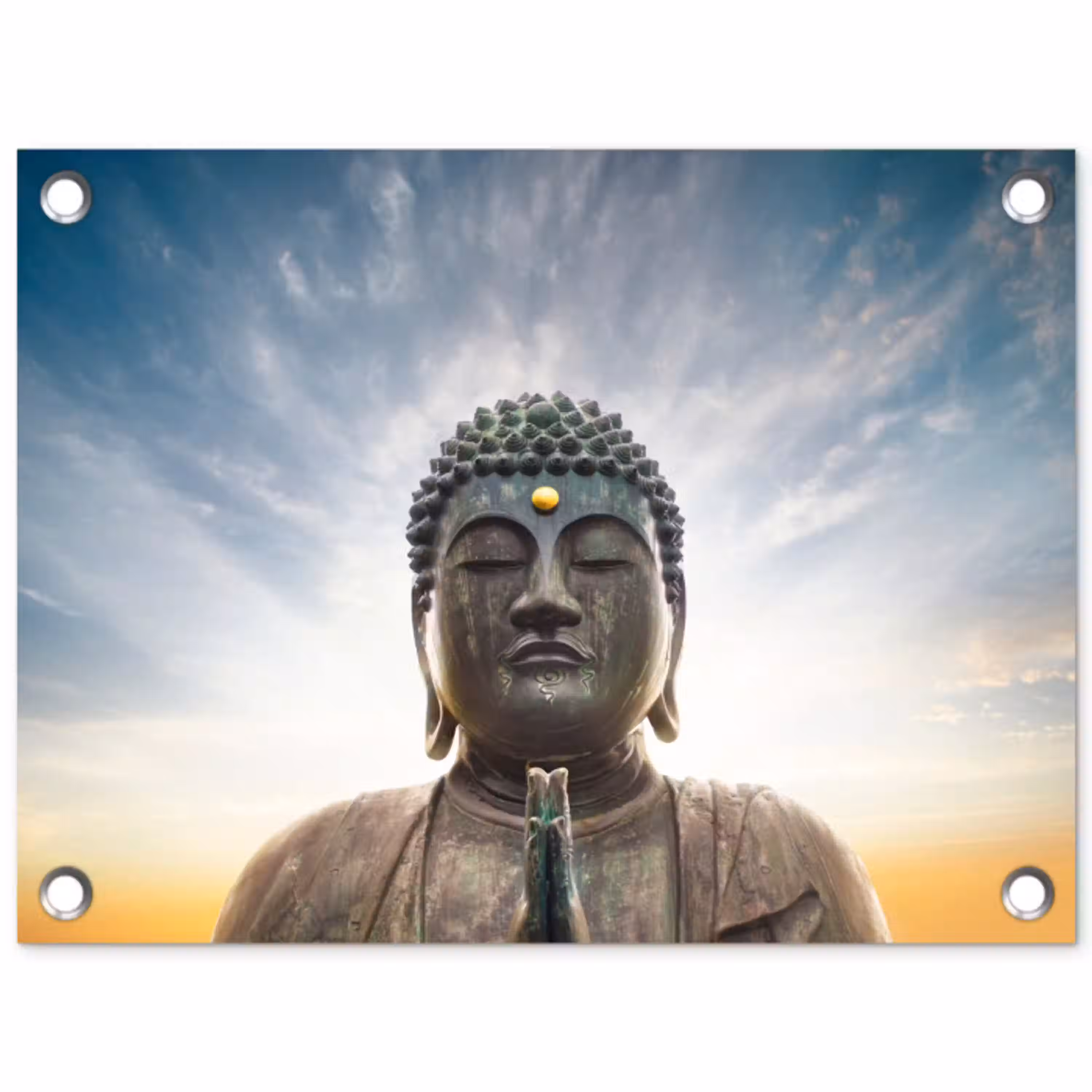 Boeddha hoofd - Buddha - Lucht - Spiritueel - Meditatie tuinposter los doek klein -3d