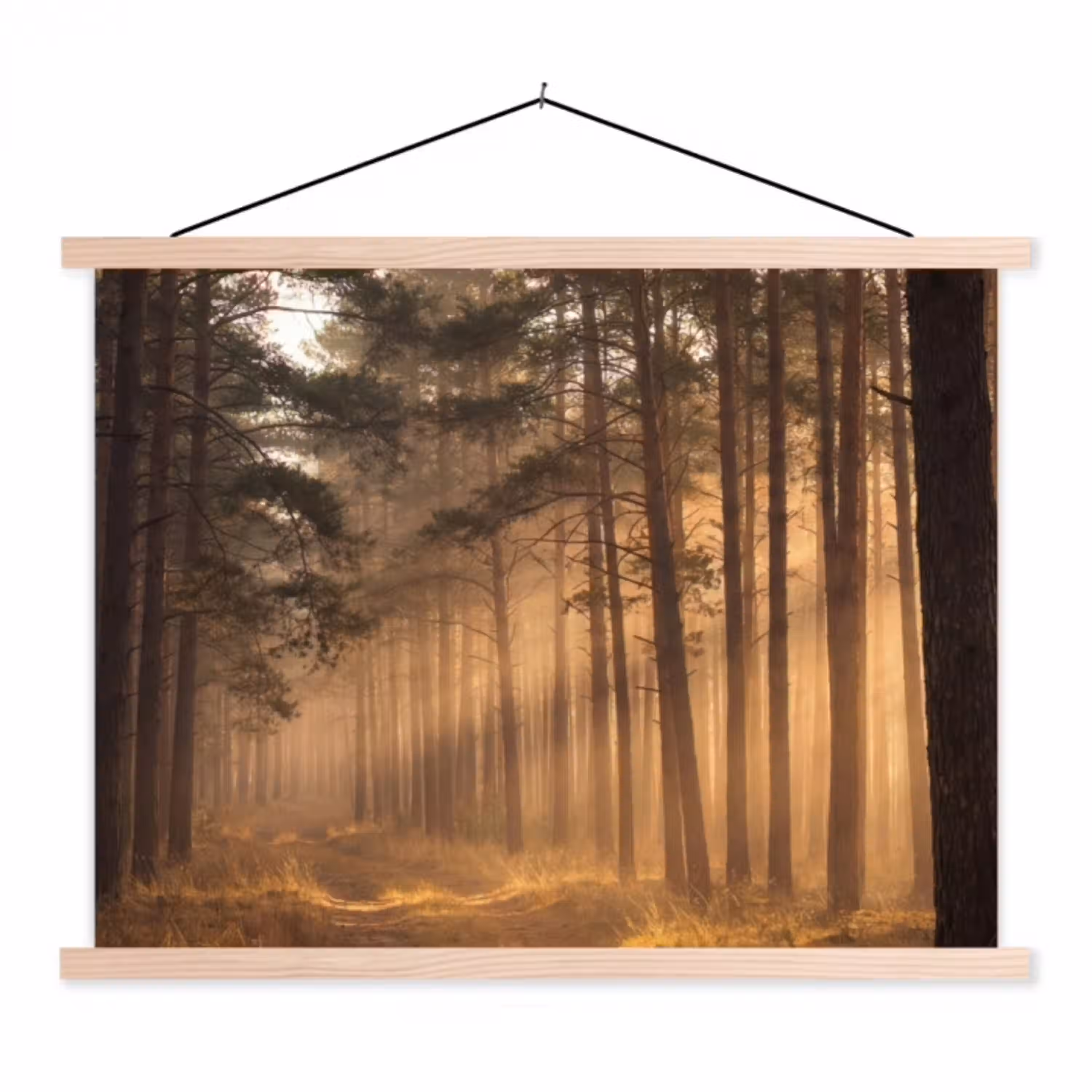 Bos - Mist - Zonlicht textielposter latten blank klein -3d