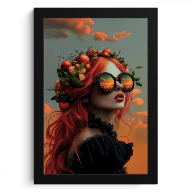 Vrouw - Kroon - Tomaat - Bascilicum - Zonnebril KitchenYeah - Keuken - Fotolijst klein -3d