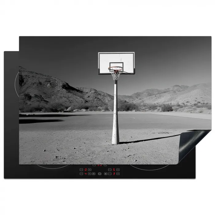 Basketbalpaal - Landschap - Zand - Wit Inductie beschermer vinyl 3mm klein -3d