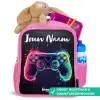 Neon - Controller - Verfspatten - Game Kinderrugzak - Roze middel -inhoud_NL