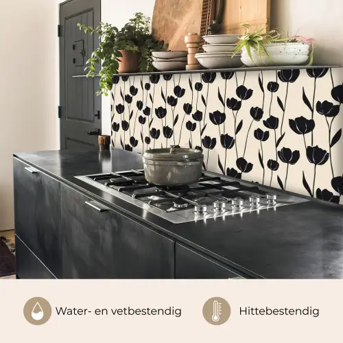 Tulpen - Patroon - Zwart keuken achterwand 2 middel 871 -usp_NL