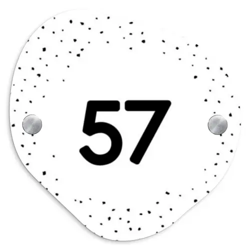 Wit met stippen - Traditioneel Naambord Organisch middel -3d