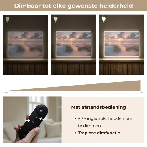 Zonsondergang - Zee - Strand - Duinen - Natuur Light Box met batterij (Wandlamp) middel -USP_dimbaarNL