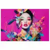 Vrouw - Portret - Abstract - Paars poster papier klein -3d