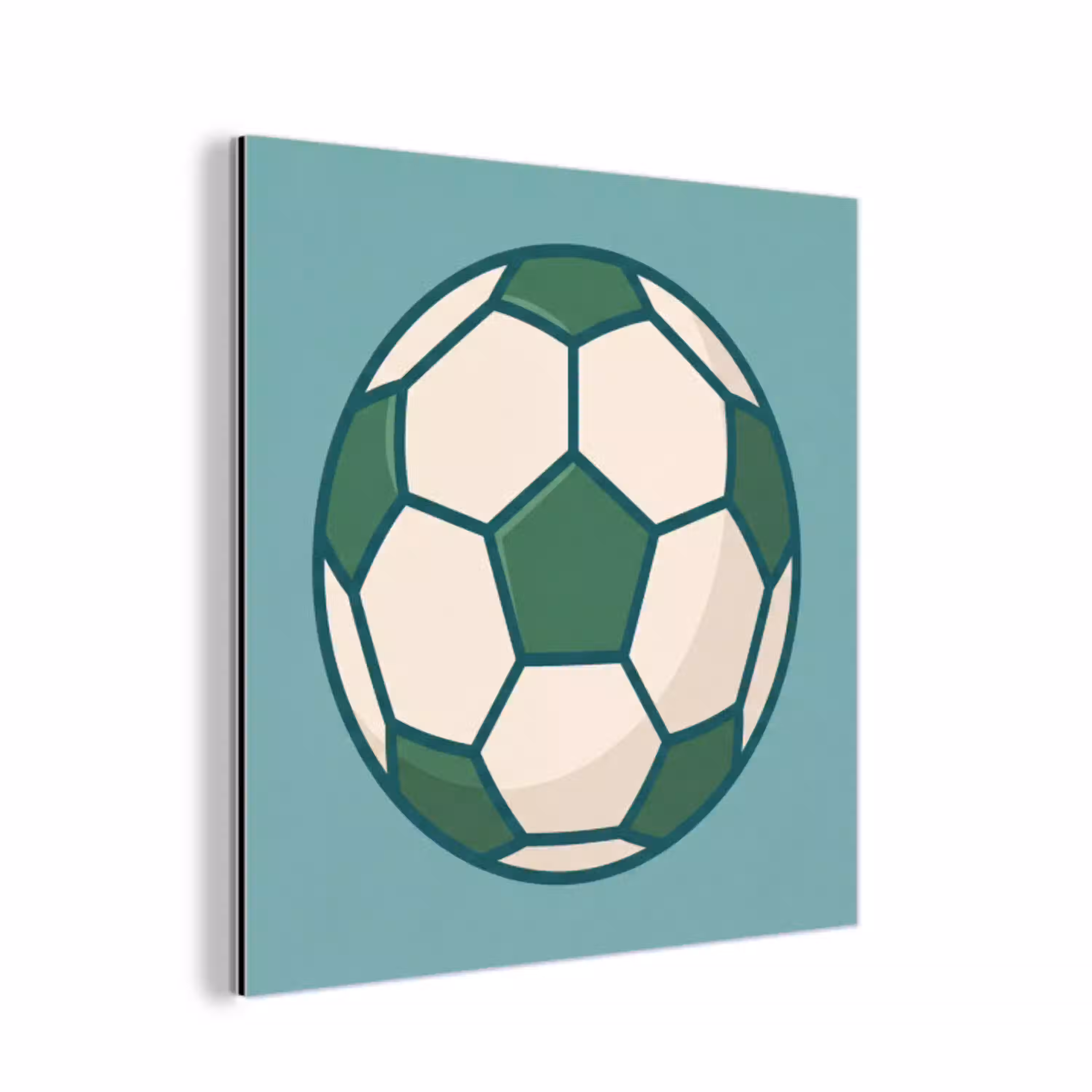 Voetbal - Geometrisch - Sport - Illustratie - Blauwgroen aluminium wit klein -3d