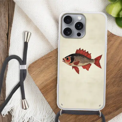 Schubben - Rood - Vis - Vinnen Hoesje iPhone 16 Pro Max met koord klein -sfeer4