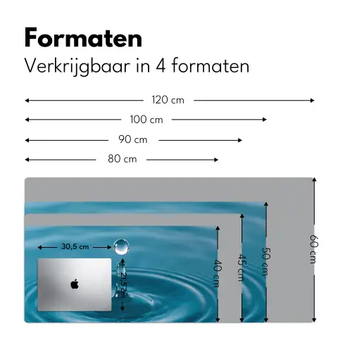 Waterdruppel - Water - Oppervlakte Muismat XXL klein -sfeer5