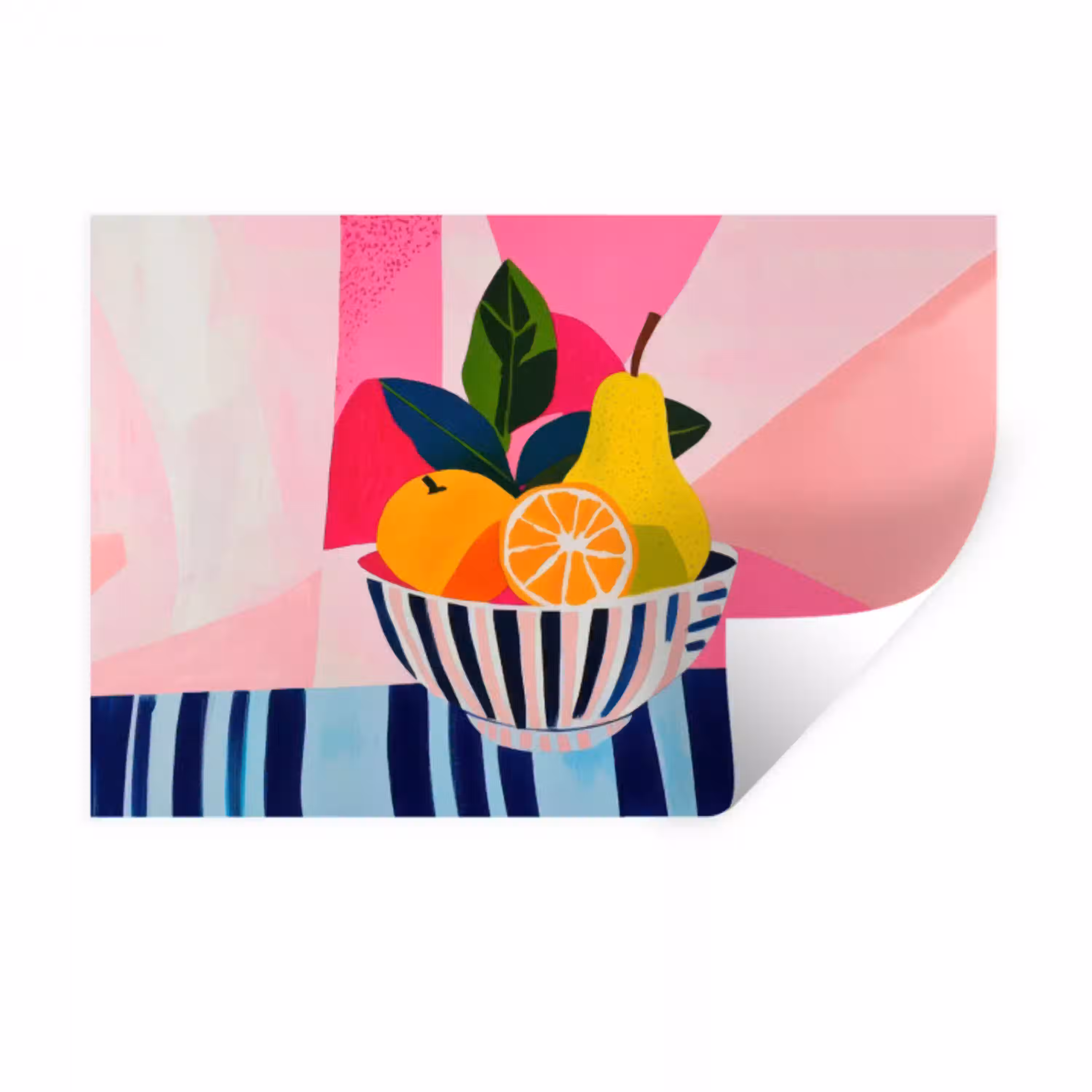 Fruit - Abstracte achtergrond - Roze Muursticker klein -3d