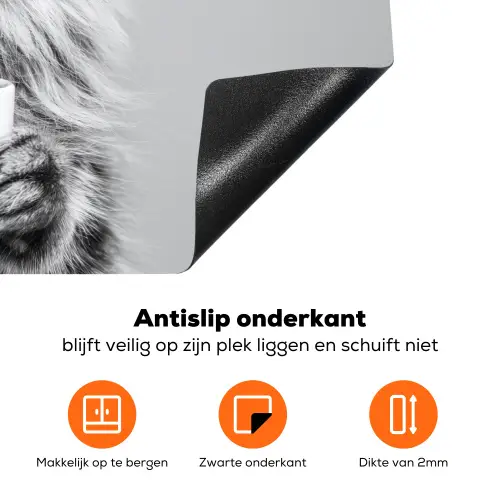 Kat - Bril - Mok - Pluizig Inductie beschermer vinyl 3mm klein -zzzzzzz-td-onderkant