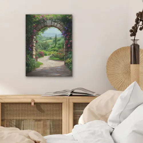 Doorkijk - Landschap - Bloemen - Pad - Uitzicht PET vilt klein -sfeer3