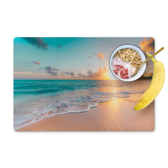 Placemat - 6 stuks - Zonsondergang - Strand - Zee - Zomer - Blauw