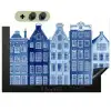 Aquarel - Grachtenpanden - Delfts - Blauw Inductie beschemer met haakjes klein -3d
