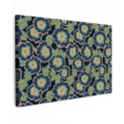 Bloemen - Borduurwerk - Patroon - Blauw - Groen Tuinposter op houten frame 2 cm dik klein 845 -3d