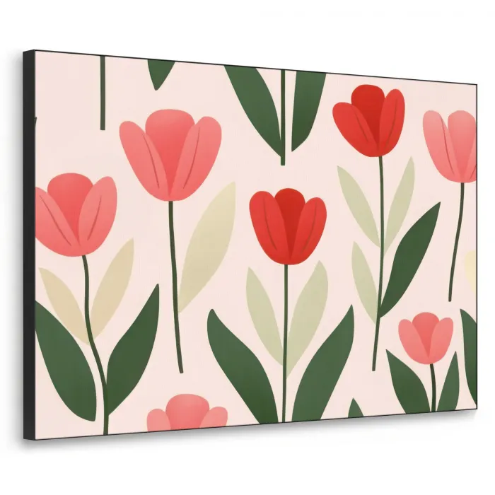Tulpen - Modern - Roze Textielframe zwart klein -3d
