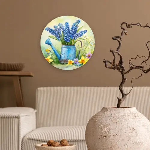 Gieter - Lavendel - Bloesems Wandcirkel kunststof plaat 5mm dik klein -sfeer1