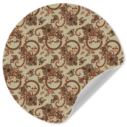 Warm - Bloemen - Groen - Rood Wandcirkel behangsticker klein 186 -3d