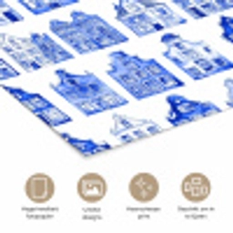 Patroon - Huizen - Blauw poster papier klein 62 -closeup_NL