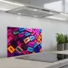 Cassetteband - Kleurrijk - Energiek keuken achterwand spatscherm klein -3d_schuin