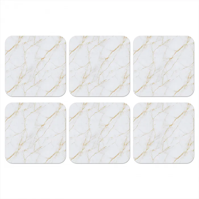 Wit - Marmer - Goud - Luxueus onderzetter kurk middel 366 -3d