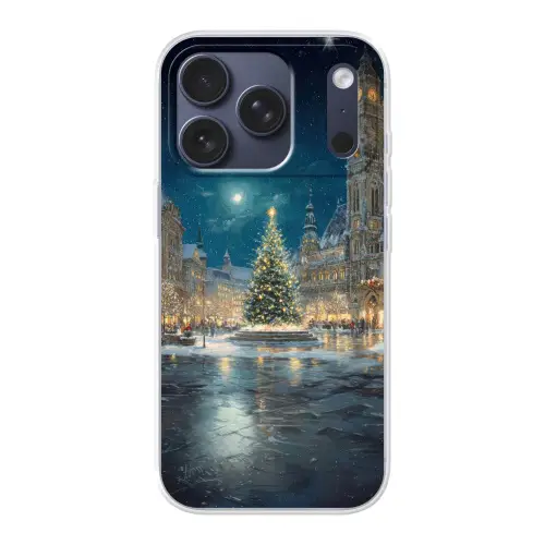 Kerstnacht - Stadsplein - Meerkleurig Telefoonhoesje iPhone 17 Pro klein -3d