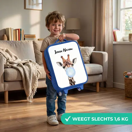 Kauwende Kobus blauw Kinderkoffer - Blauw klein -sfeer2_NL