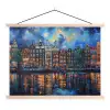 Grachten Amsterdam - Huizen - Stad - Kleurrijk textielposter latten blank klein -3d