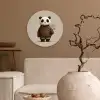 Panda - Blauwe bloemen - Zachtheid Wandcirkel kunststof plaat 5mm dik klein -sfeer1
