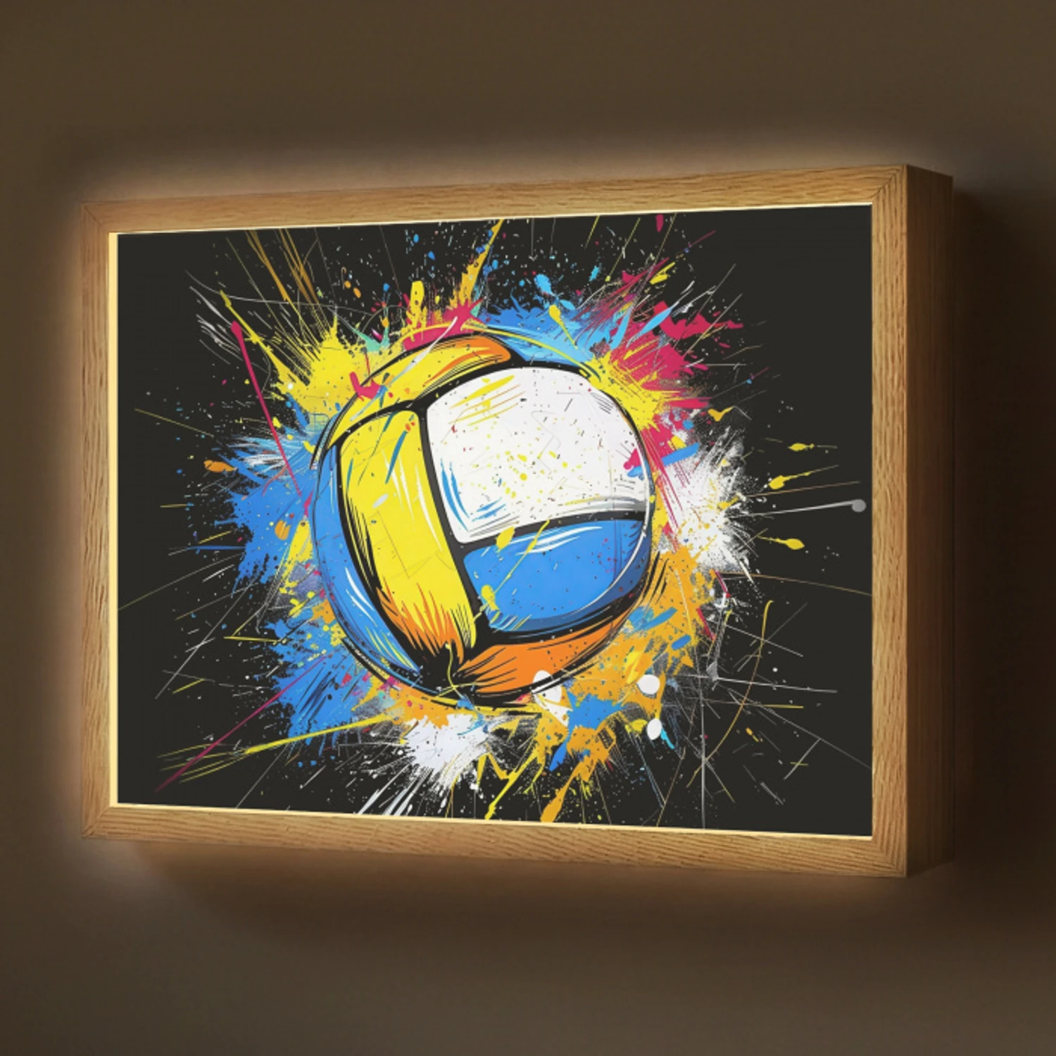Graffiti - Sport - Volleybal - Bal Light Box met batterij (Wandlamp) middel -z3d_website