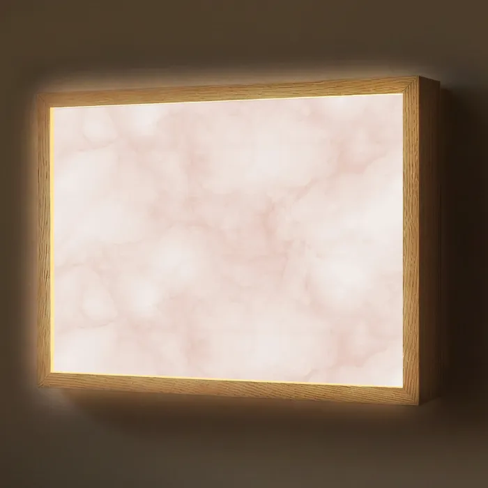 Roze - Marmer - Crème Light Box met batterij (Wandlamp) middel 907 -z3d_website