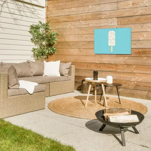 Ijsje - Stokje - Sprinkles - Lichtblauw Tuinposter op houten frame 2 cm dik klein -sfeer2