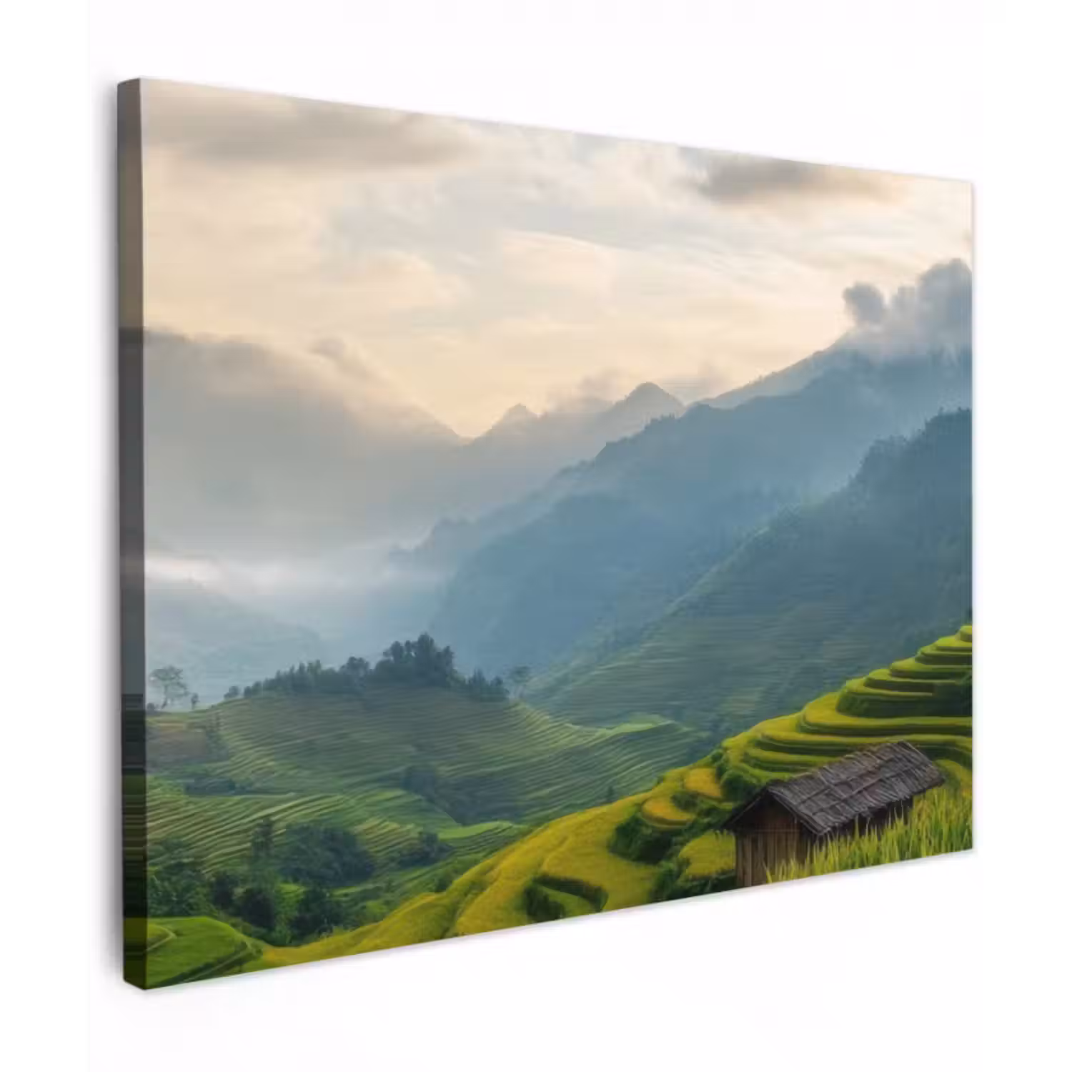 Leinwandbild - Reisfelder - Berge - Grün - Natur