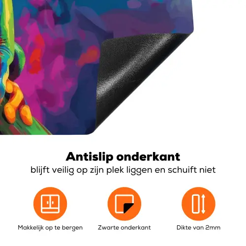 Kikker - Felgekleurd - Tak - Regenboog Inductie beschermer vinyl 3mm klein -zzzzzzz-td-onderkant