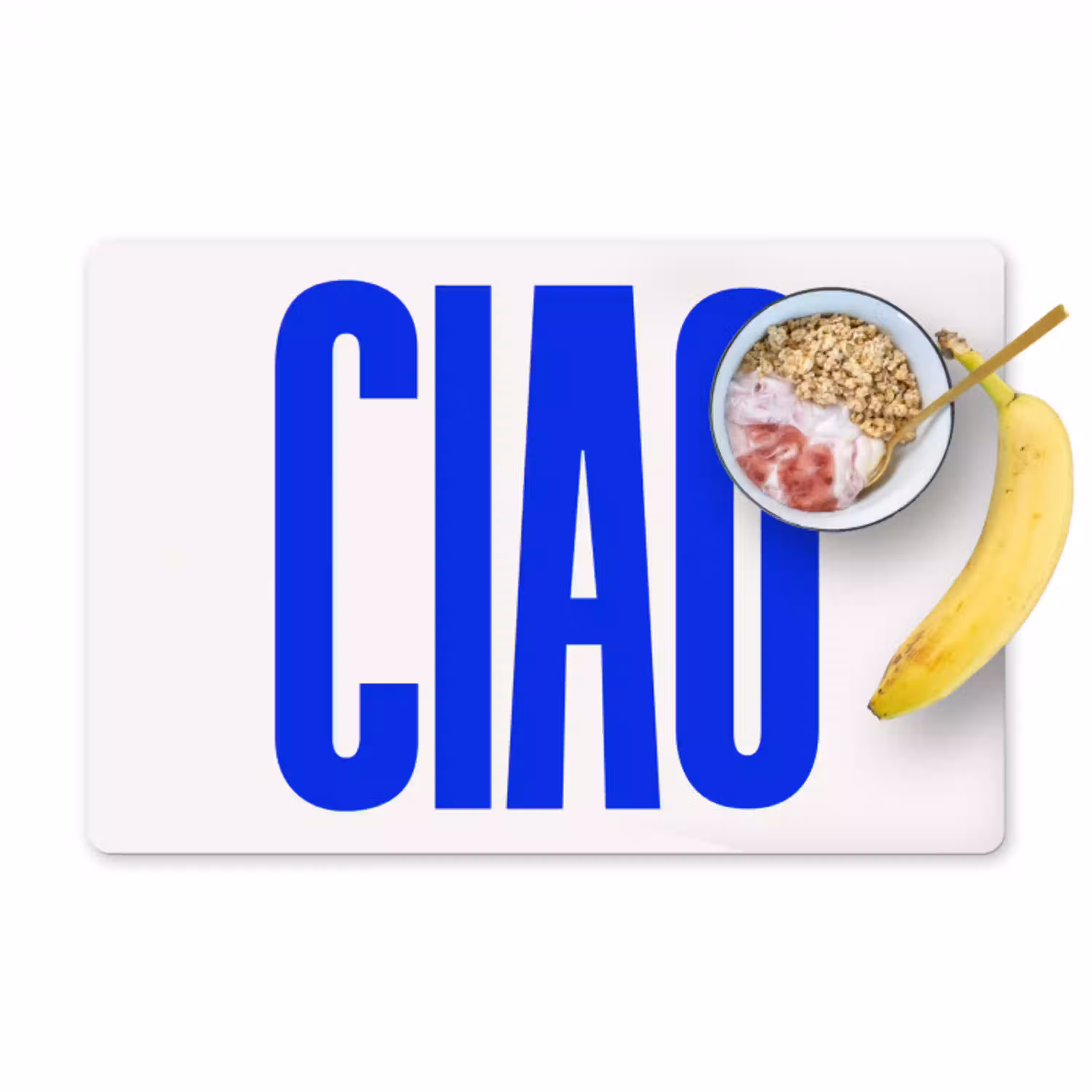 Ciao - Hoofdletters - Blauw - Minimalistisch Placemat vinyl groot -zzzproduct_Kitchenyeah-website