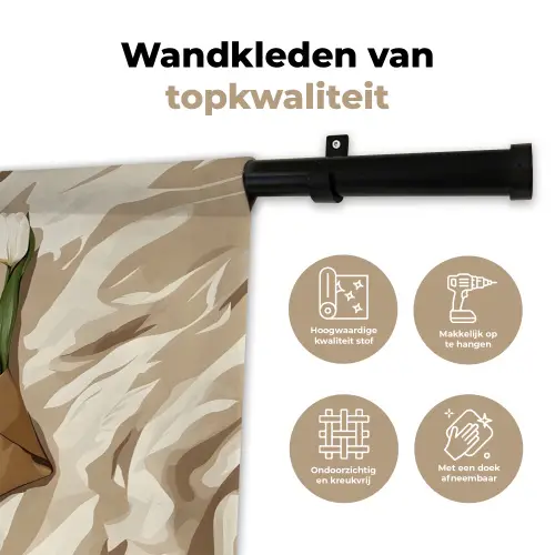 Boek - Illustratie - Tulpen - Koffie Wandkleed katoen klein -sfeer2