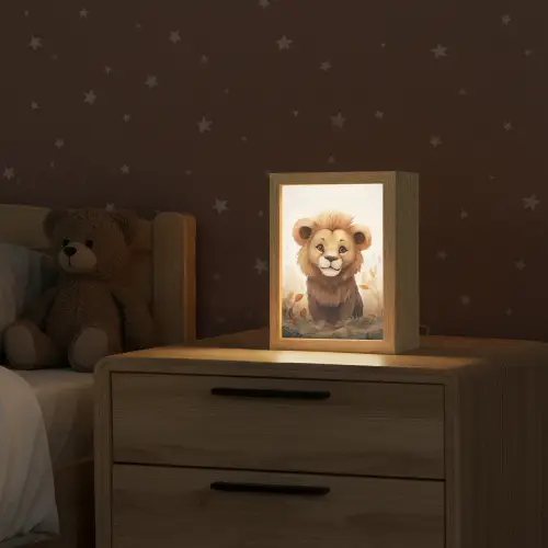 Leeuw - Dieren - Kinderen - Bruin - Meisje Light Box met kabel klein -sfeer1_kind