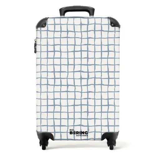 Handgetekend blauw raster met zachte hoeken NBS - Handbagage koffer - Volwassenen Unisex middel -productfoto_recht