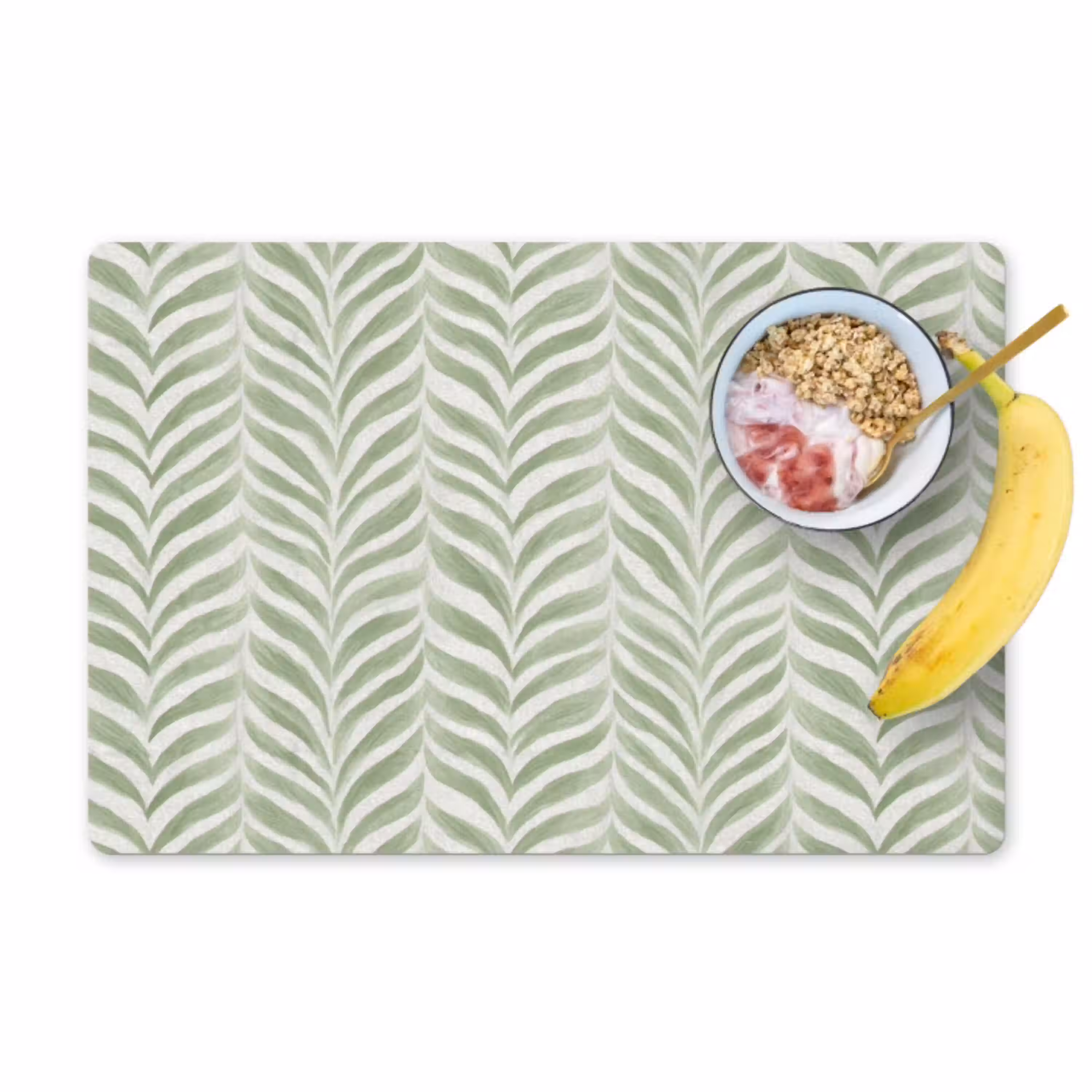 Saliegroen - Visgraat - Organisch - Penseelstreken - Patroon Placemat vinyl groot 368 -zzzproduct_Kitchenyeah-website