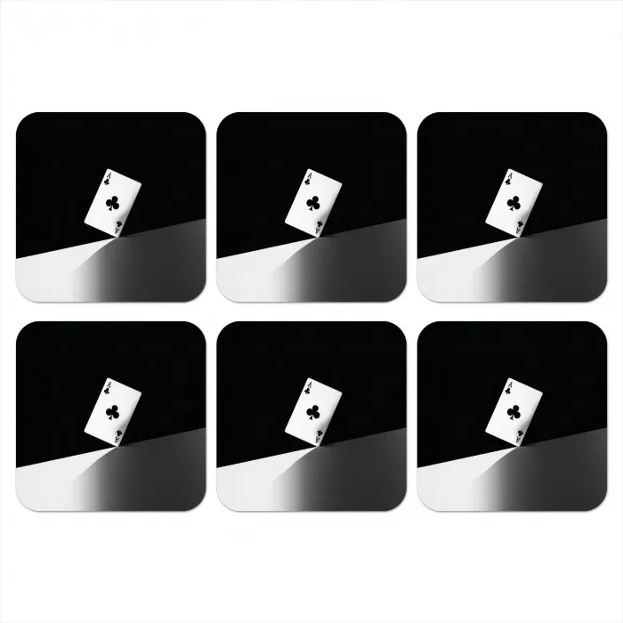 Speelkaart - Klaver - Abstract - Zwart onderzetter kurk middel -3d