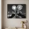 Vuurwerk - Proosten - Skyline - Champagne Textielframe zwart klein -sfeer2