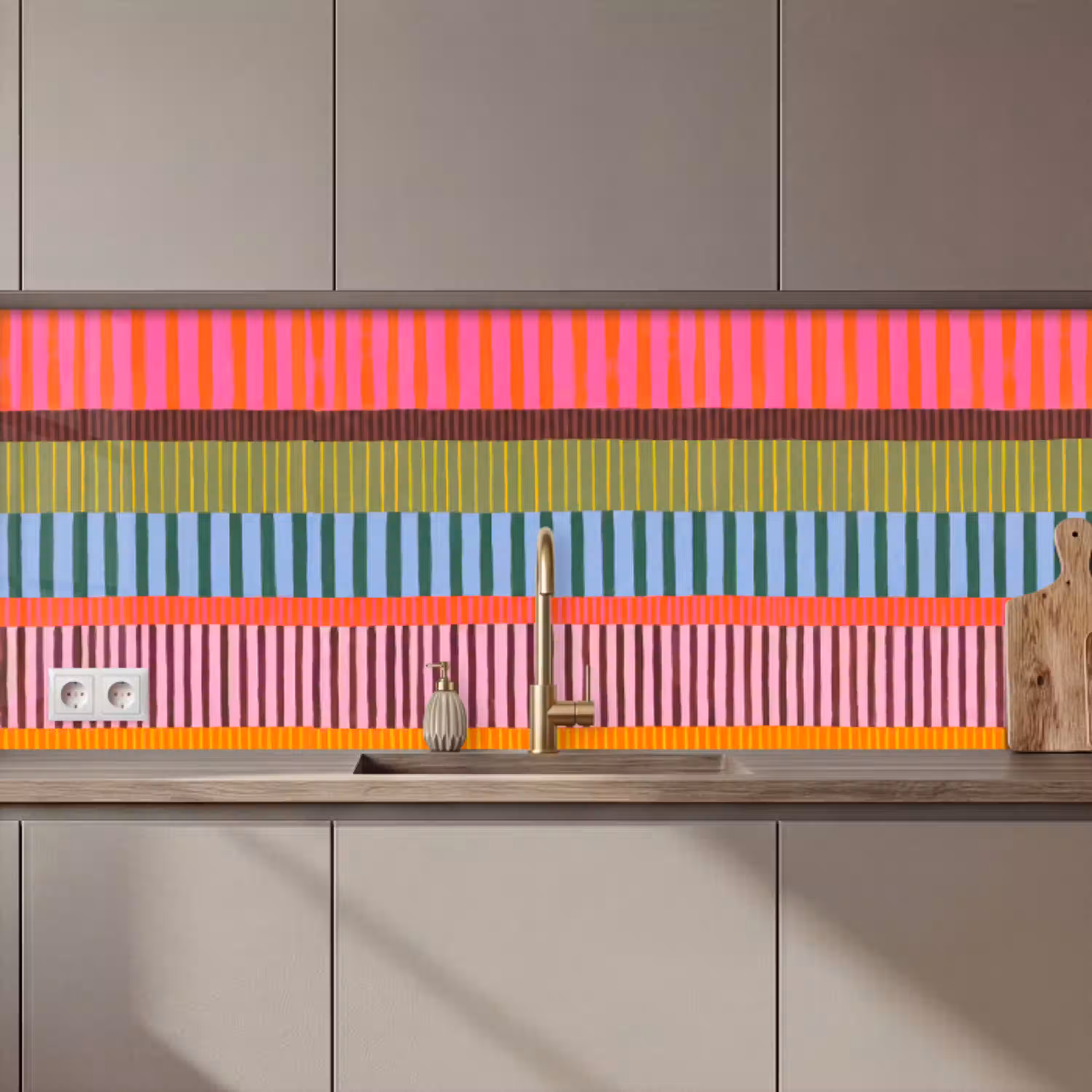 Abstract - Strepen - Modern - Kleurrijk - Kunst keuken achterwand 2 middel zz_3dshopping