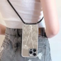 Grafisch - Fluitenkruid - Taupe Hoesje iPhone 16 Pro Max met koord klein -sfeer5