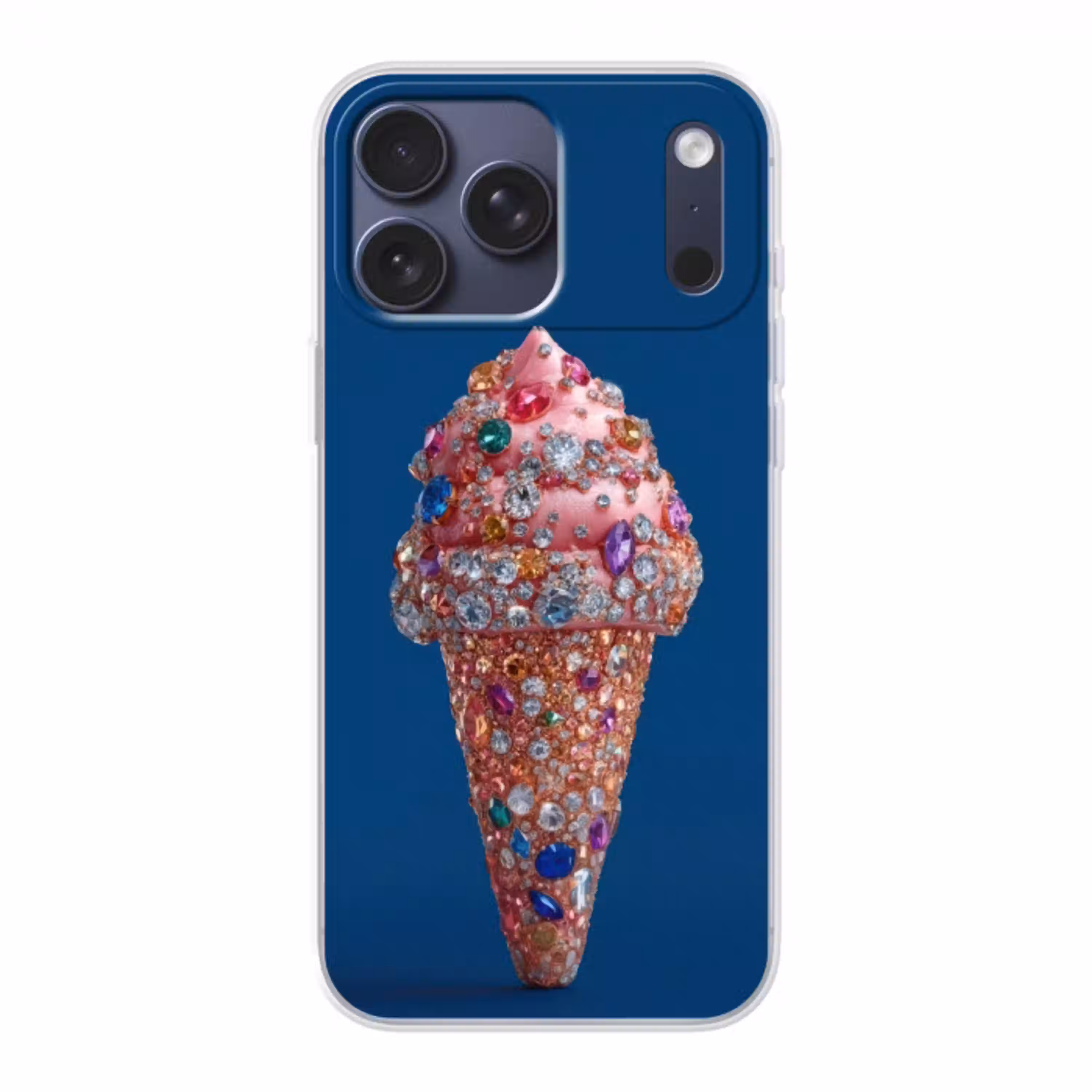 Ijsje - Hoorntje - Steentjes - Blauw Telefoonhoesje iPhone 17 Pro Max klein -3d