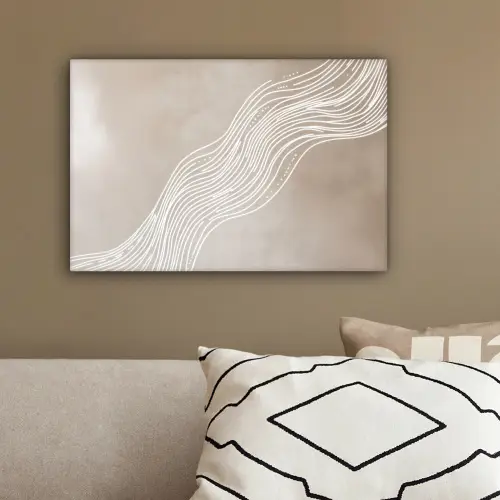 Golvende lijnen - Vloeiend - Zandkleurig canvas 2cm klein -sfeer3