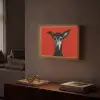 Windhond - Minimalistisch - Rood Light Box met batterij (Wandlamp) middel -sfeer1